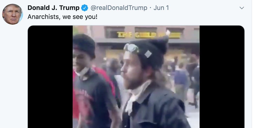 Police in Columbus identify a person of interest that Donald Trump called an anarchist on Twitter