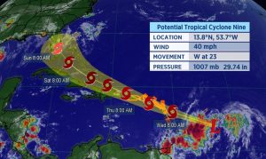 Atlantic Storm Upgraded to Potential Tropical Cyclone Nine
