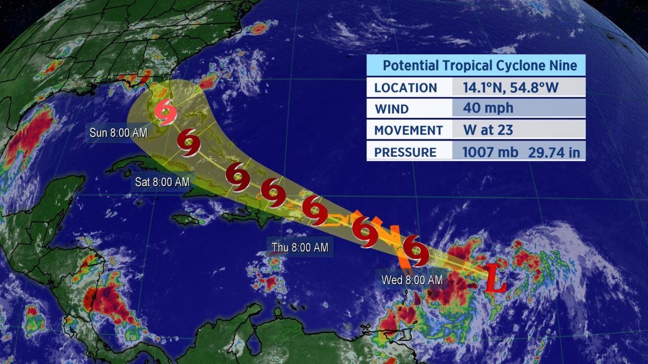 Potential Tropical Cyclone Nine Closing In On Caribbean
