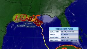 Marco Weakens as It Approaches the Gulf Coast