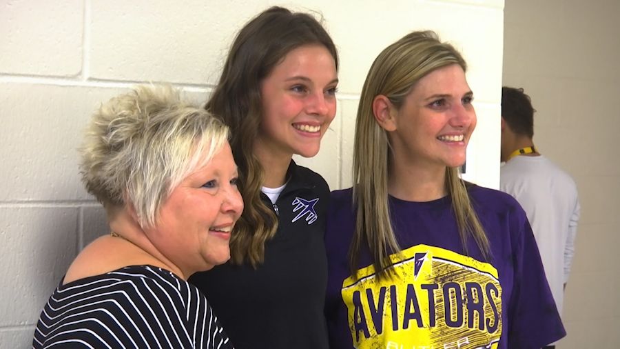 Volleyball star reconnects with birth mother on senior night
