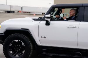 Biden spotlights EV future in Detroit visit, goes for test drive in electric Hummer