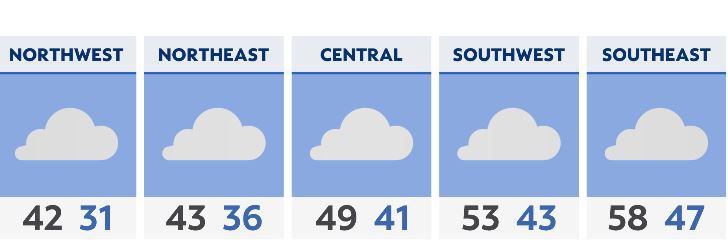 Cloudy today, rain returns tonight