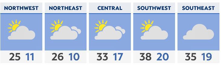 A cold and cloudy Sunday awaits