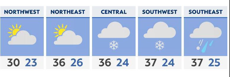 The heaviest snow begins to fall Sunday evening