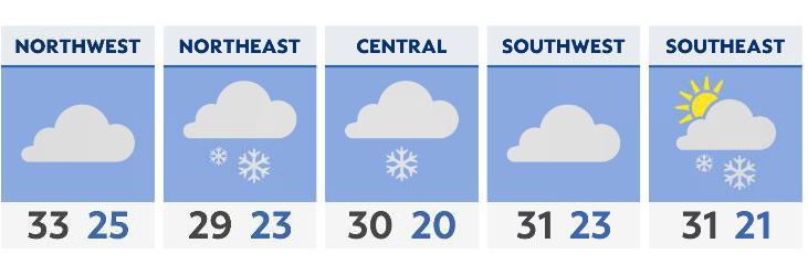 Heavy snow continues east early this morning