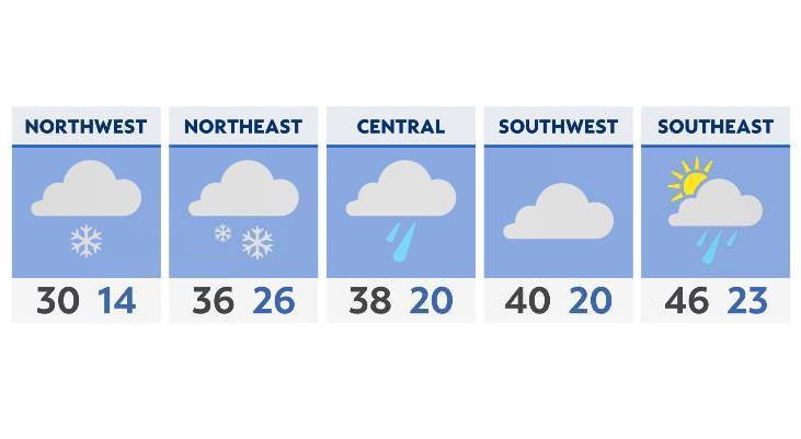 Rain and a wintry mix Sunday for Ohio