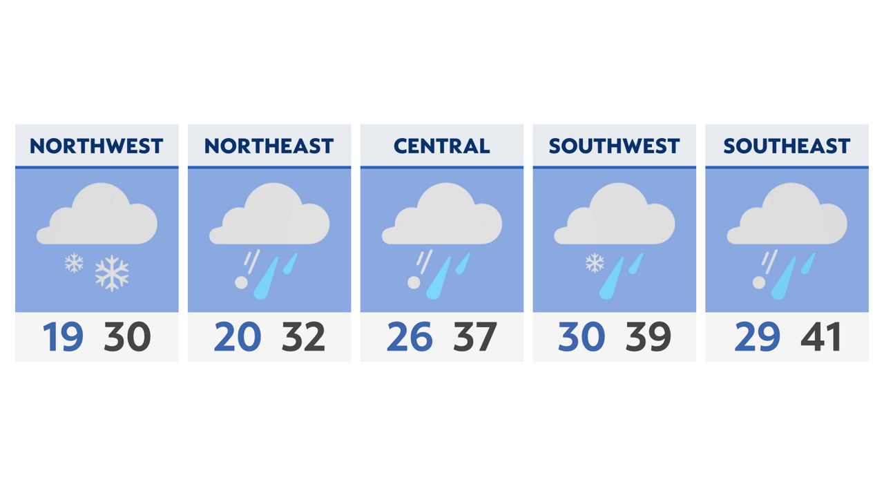 Mix of snow, rain and ice on the way for Thursday