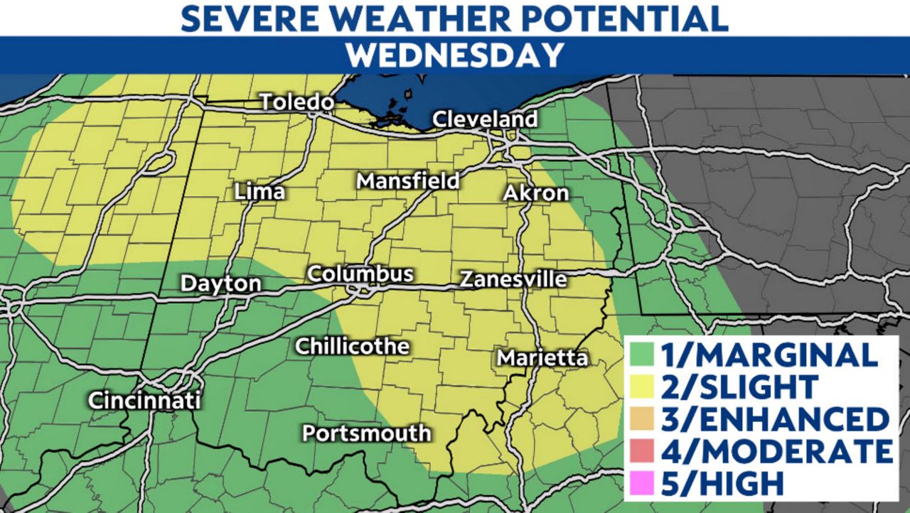 Storms on Wednesday could turn severe