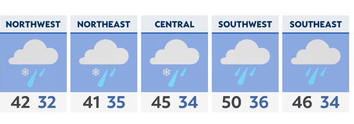 Messy Monday with rain and snow back in Ohio