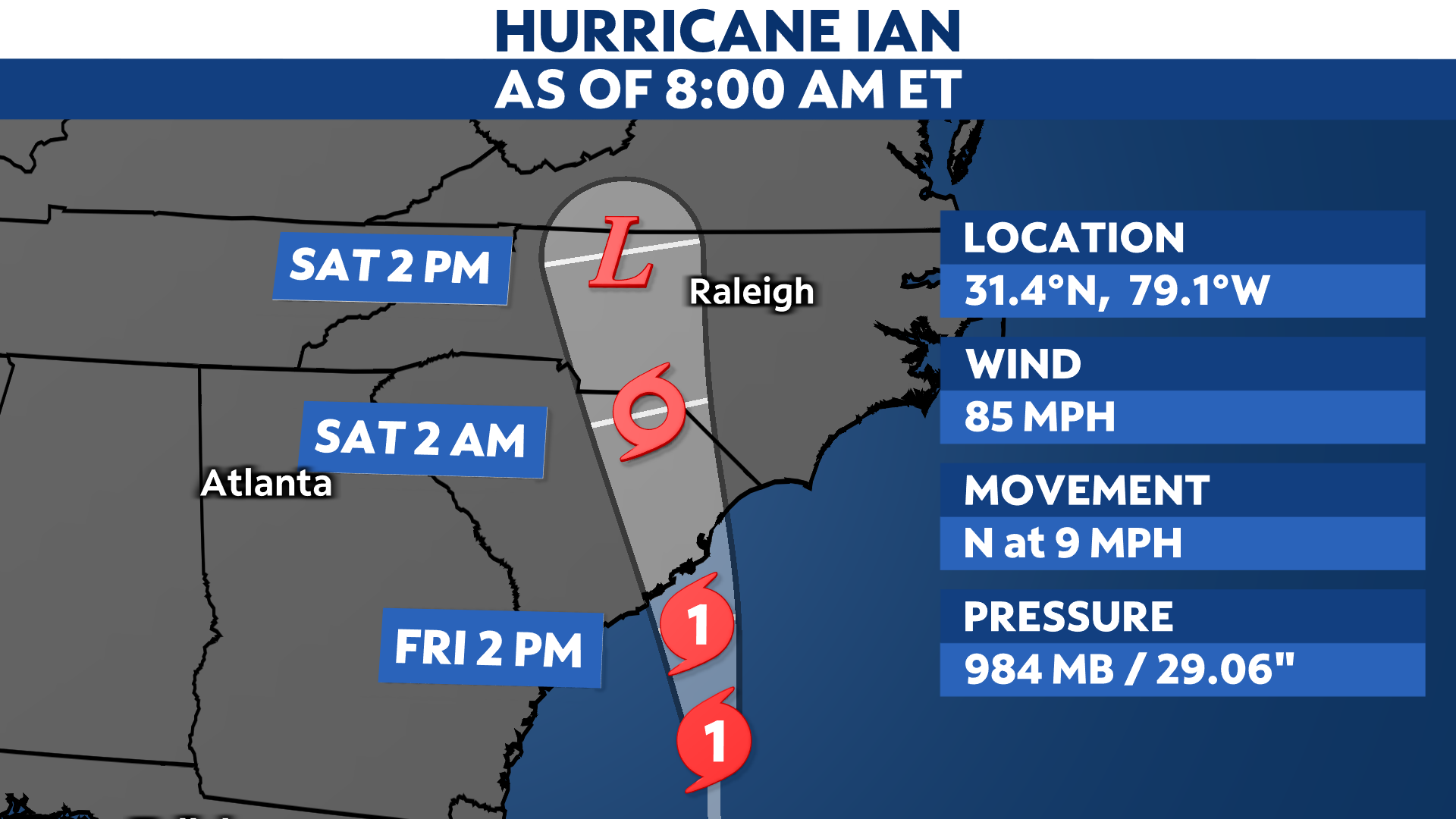 Ian bringing tropical-storm-force winds to coasts of Carolinas