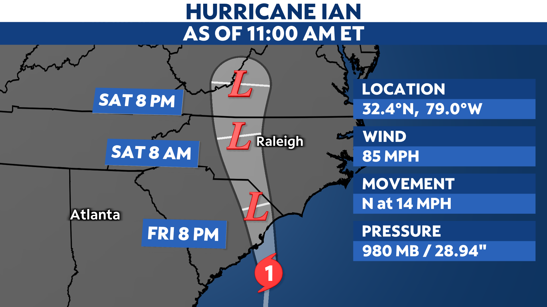 Hurricane Ian accelerates toward the Carolinas with landfall this afternoon