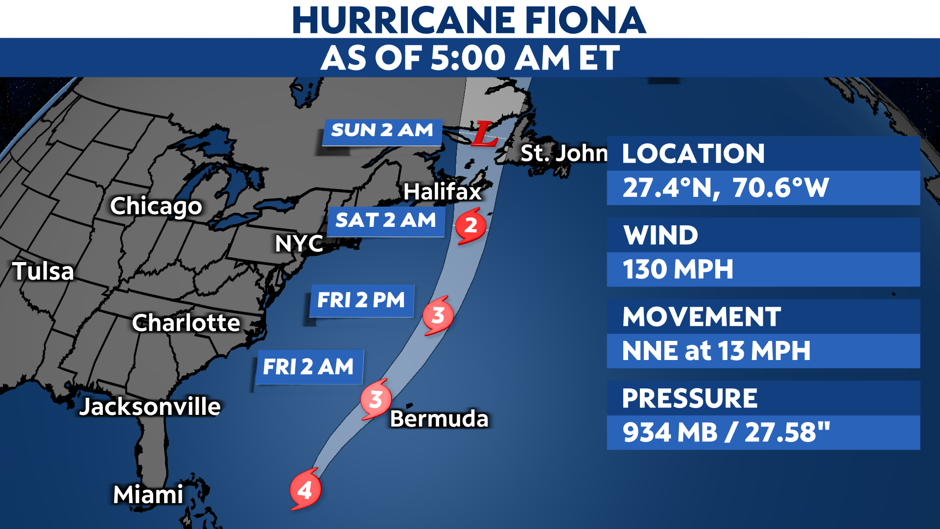 Hurricane Warning issued for Bermuda as Fiona approaches