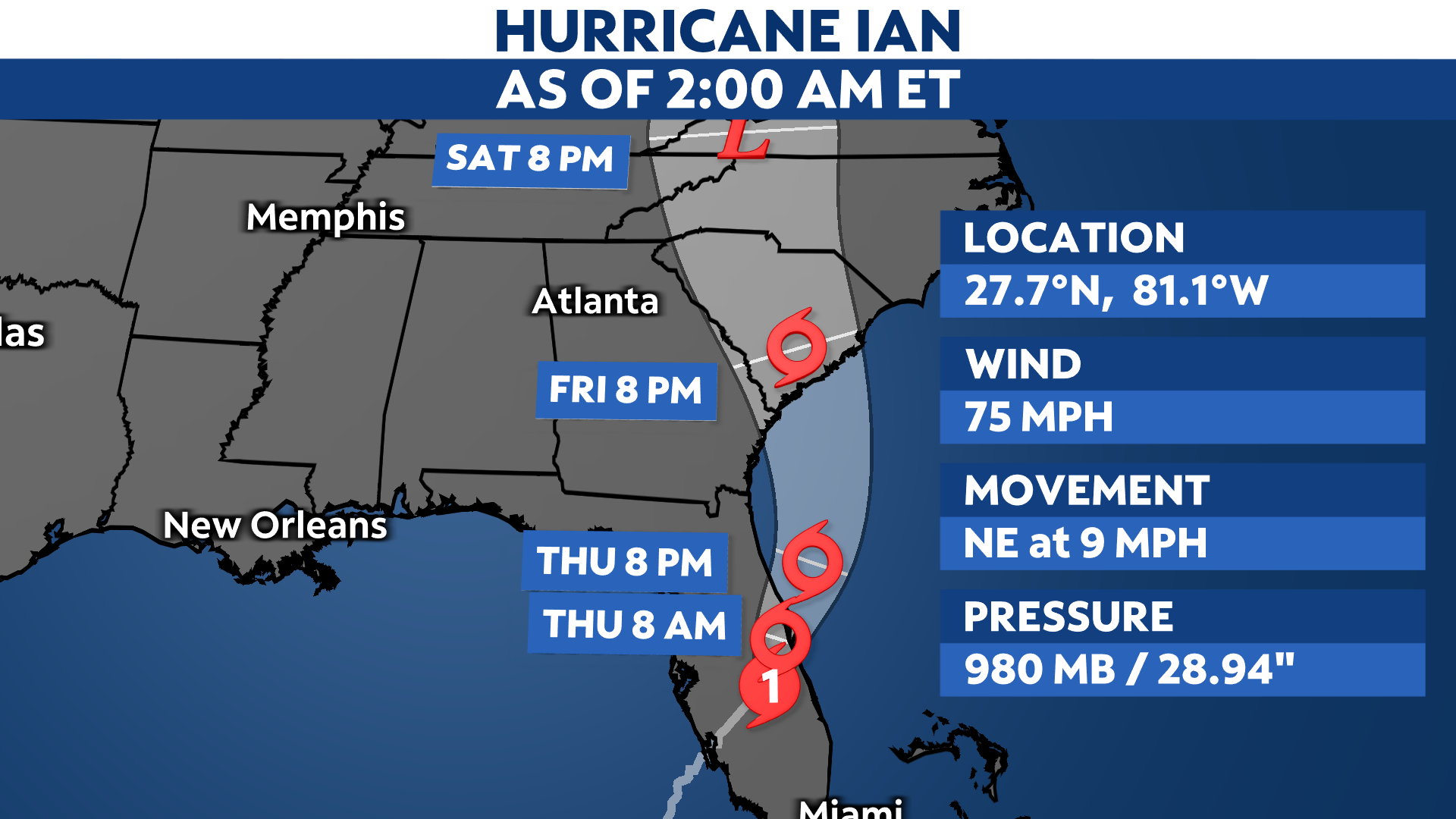 Hurricane Ian moves inland over Central Florida