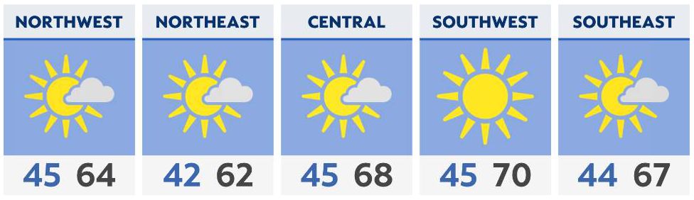 Patchy frost in a few spots by Monday morning