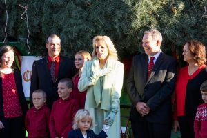 First lady Jill Biden, two-year-old Beau welcome White House Christmas tree