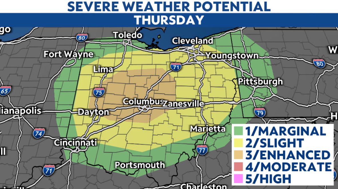 Late-Thursday severe storm chance increases