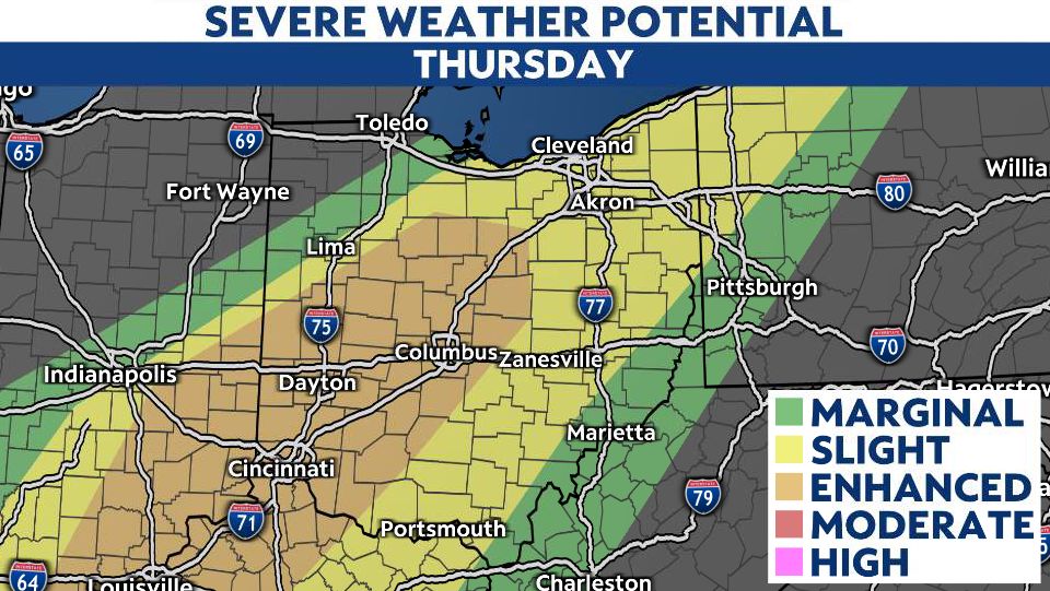 Spring-like storms could become severe on Thursday