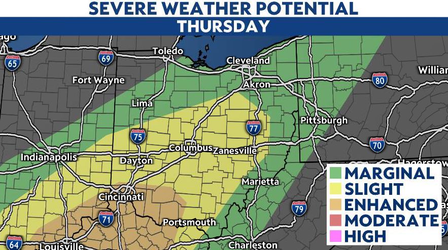 Heavy rain Thursday morning turns to late-day severe risk