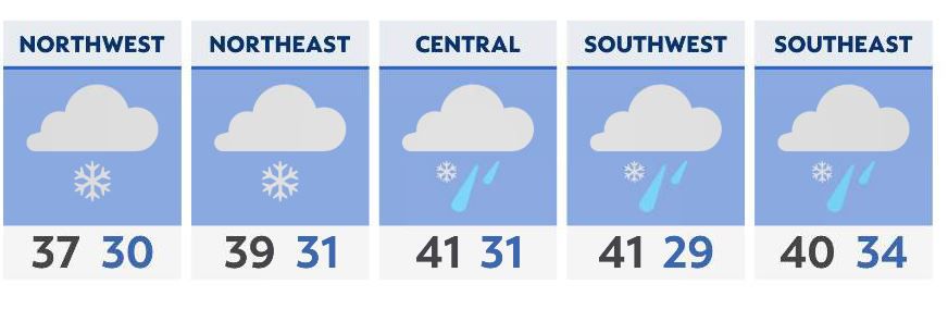 Waves of patchy snow continue