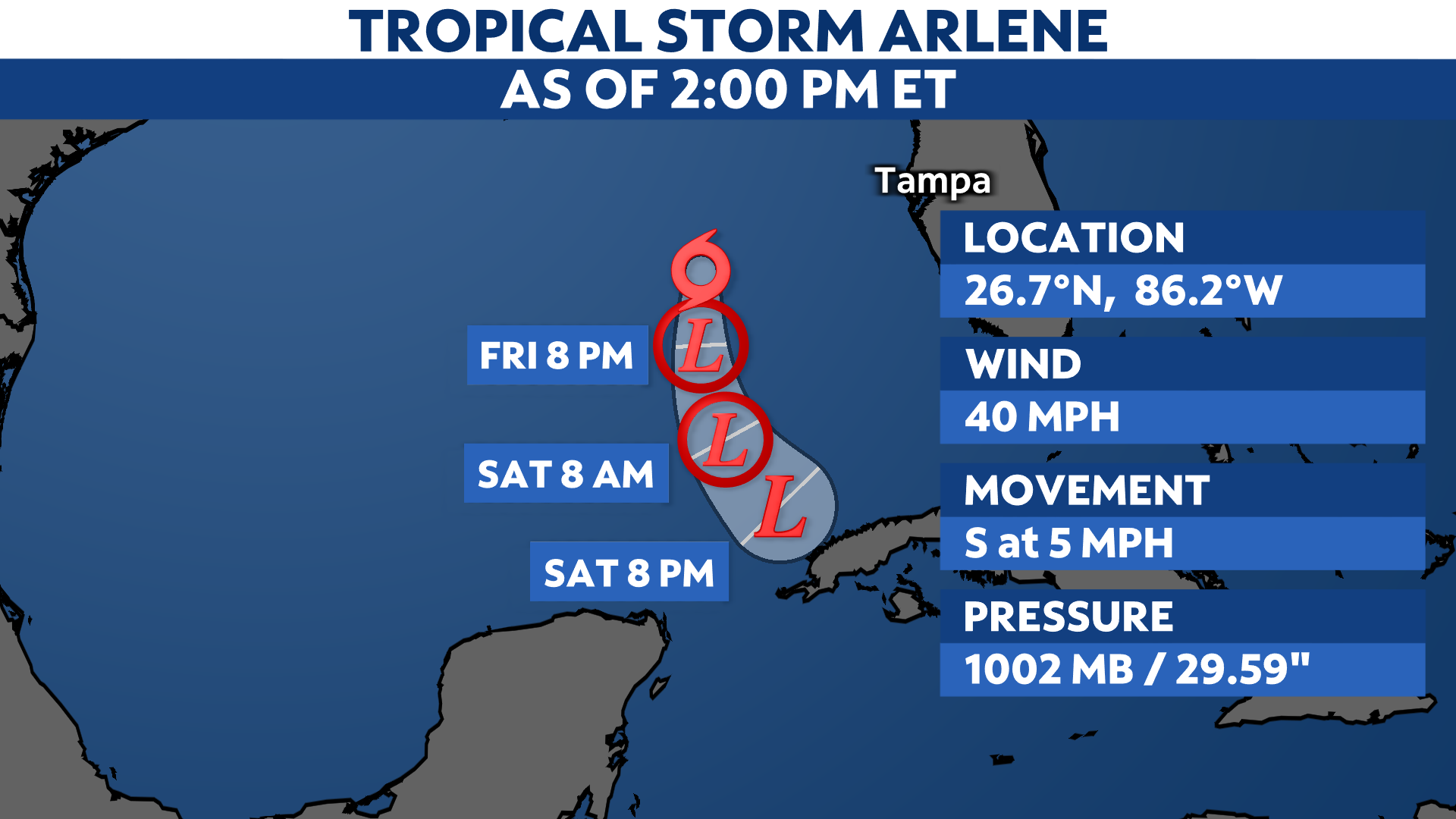 You are currently viewing Arlene forms in the Gulf of Mexico