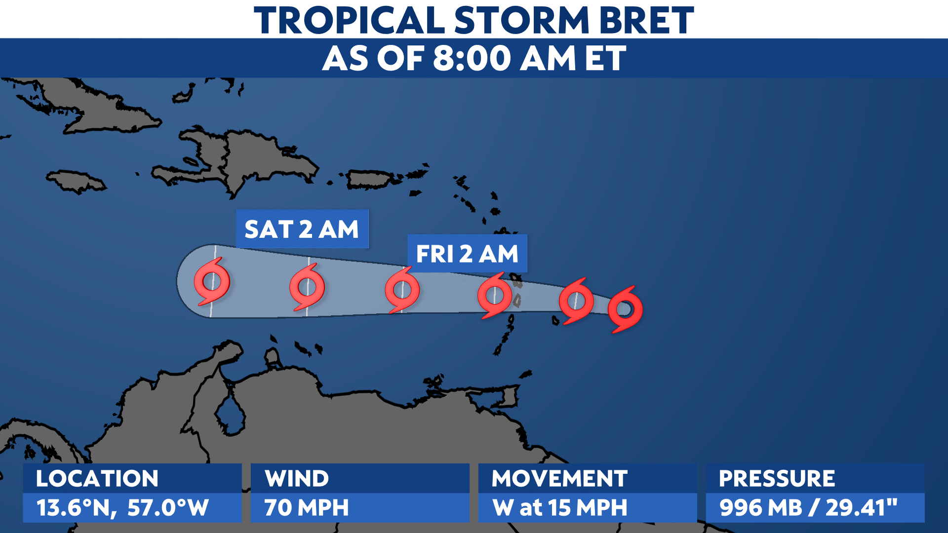 You are currently viewing Tropical Storm Bret nears hurricane strength