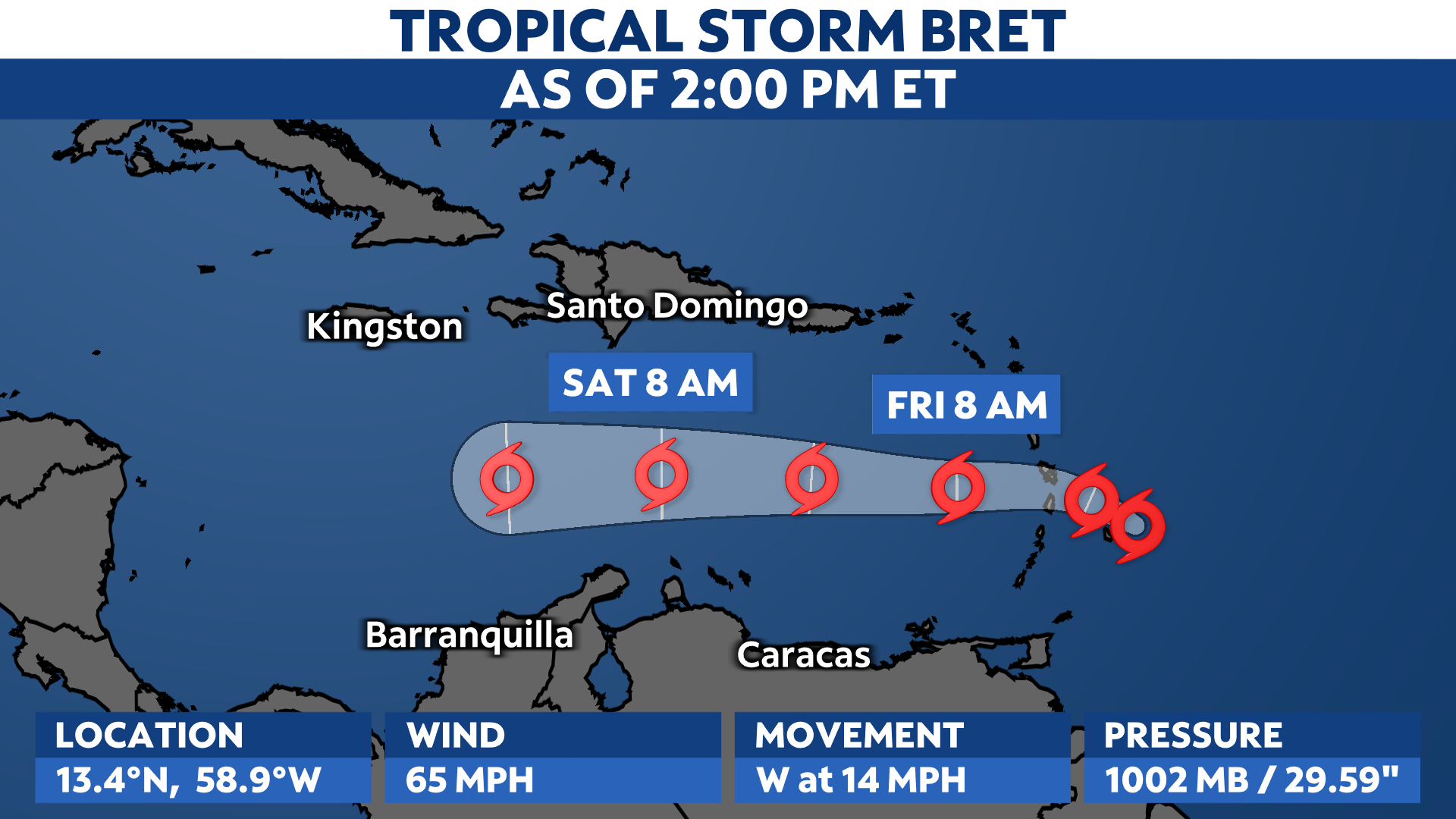 You are currently viewing Tropical Storm Bret nears Barbados