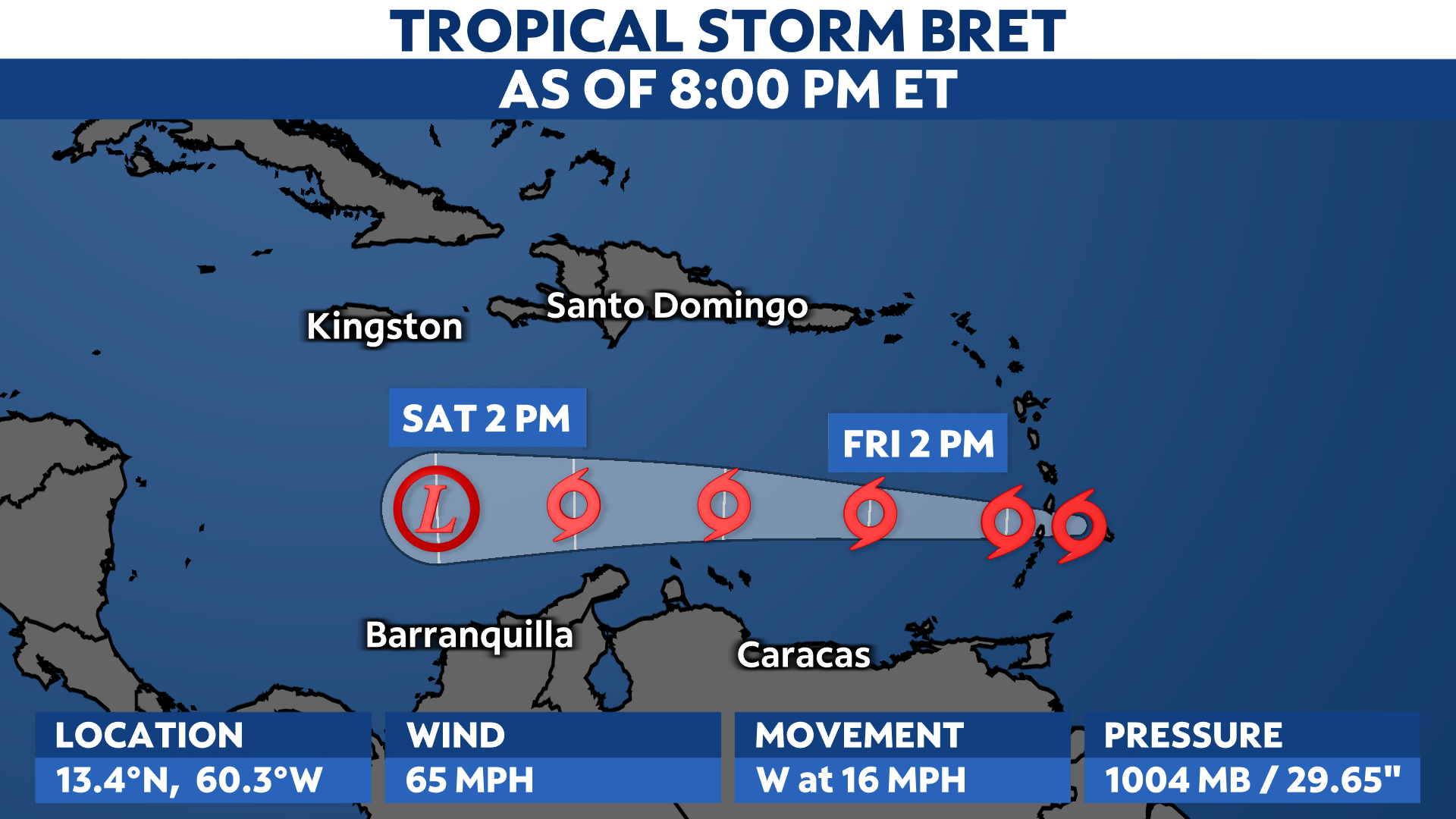 You are currently viewing Tropical Storm Bret nears St. Vincent and St. Lucia