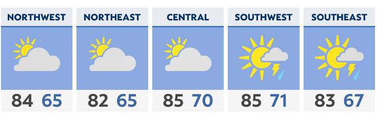 You are currently viewing Chance of late day storms south