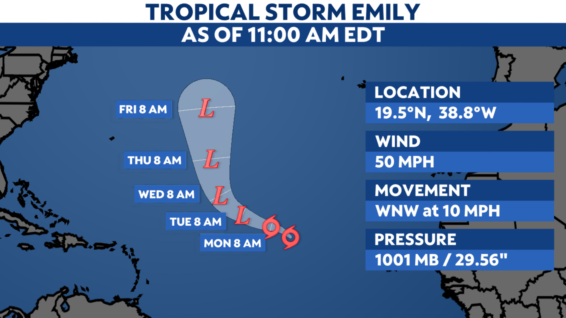 You are currently viewing Tropical Storm Emily forms in the Atlantic